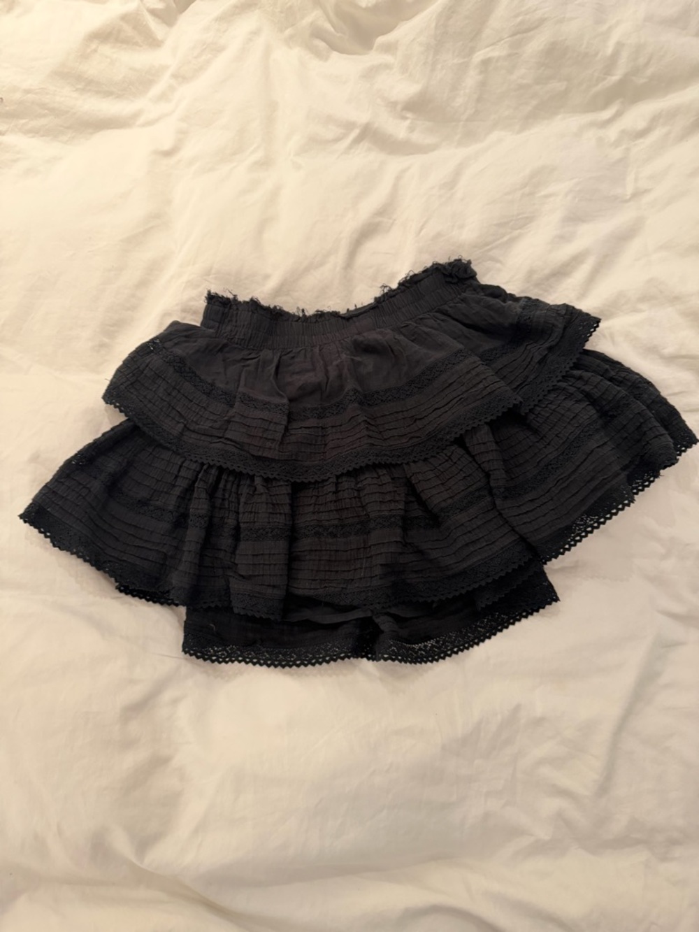 aerie Black Tiered Ruffle Skater Skirt